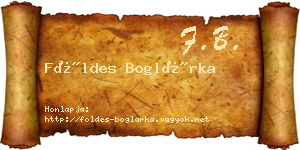 Földes Boglárka névjegykártya